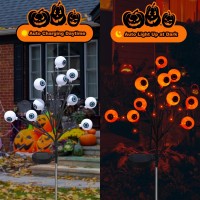 Ohwewant 2 Packs Solar Eyeball Halloween Pathway Lights For Halloween Decorations 2 Modes Orange Solar Halloween Stake Lights