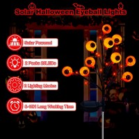 Ohwewant 2 Packs Solar Eyeball Halloween Pathway Lights For Halloween Decorations 2 Modes Orange Solar Halloween Stake Lights