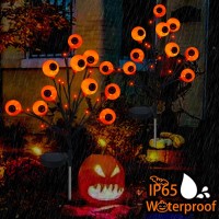 Ohwewant 2 Packs Solar Eyeball Halloween Pathway Lights For Halloween Decorations 2 Modes Orange Solar Halloween Stake Lights