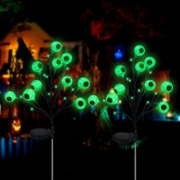 Ohwewant 2 Packs Solar Halloween Stake Lights For Outdoor Halloween Decorations 2 Modes Scary Eyeball Solar Halloween Pathway L