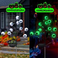 Ohwewant 2 Packs Solar Halloween Stake Lights For Outdoor Halloween Decorations 2 Modes Scary Eyeball Solar Halloween Pathway L