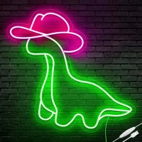 Ipuppy Cowgirl Dinosaur Neon Sign Cowboy Dinosaur For Teen Boys Girls Room Decor Cowgirl Decor Cowgirl Dinosaur Led Neon Light