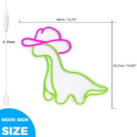 Ipuppy Cowgirl Dinosaur Neon Sign Cowboy Dinosaur For Teen Boys Girls Room Decor Cowgirl Decor Cowgirl Dinosaur Led Neon Light