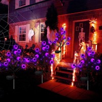 Ohwewant 2 Packs Eyeball Solar Halloween Pathway Lights Purple Halloween Stake Lights For Outdoor Halloween Decorations Waterp