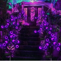 Ohwewant 2 Packs Eyeball Solar Halloween Pathway Lights Purple Halloween Stake Lights For Outdoor Halloween Decorations Waterp