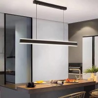 Led Dimmable Hanging Lamp Dining Table Modern Pendant Lamp With Remote Control Led Pendant Lamp Restaurant Office Office Office Living Room Kitchen Light (Black, L150Cm)