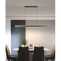 Led Dimmable Hanging Lamp Dining Table Modern Pendant Lamp With Remote Control Led Pendant Lamp Restaurant Office Office Office Living Room Kitchen Light (Black, L150Cm)