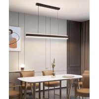 Led Dimmable Hanging Lamp Dining Table Modern Pendant Lamp With Remote Control Led Pendant Lamp Restaurant Office Office Office Living Room Kitchen Light (Black, L150Cm)