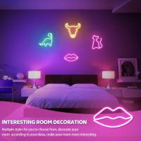 Ganrami Pink Lips Room Decor Usb Battary Powered Pink Neon Sign Pink Girls Room Decor Birthday Decorations For Girls Pink