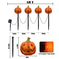 Nightgring 4 Pack Halloween Pumpkin Pathway Solar Lights Orange Yard Stake String Lights Halloween Outdoor Decorations Waterp