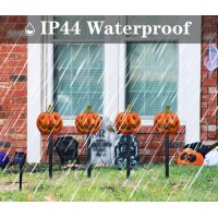 Nightgring 4 Pack Halloween Pumpkin Pathway Solar Lights Orange Yard Stake String Lights Halloween Outdoor Decorations Waterp