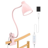 Bohon Cute Desk Lamp With Clamp 10W 38 Led Clip On Light 3 Color 10 Brightness Auto Off Timer Flexible Gooseneck Pink Lamp Kawaii Accessories Desk Lights For Office Home Bed Bedside Reading, Pink