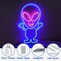 Neon Sign, Pink And Blue Led Alien Neon Light Usb Powered Decorative Night Lamp Light Up Sign Innovative Gift For Home Bar Gaming Room