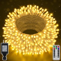 Shineshine 197Ft 600Led Christmas Lights, 8 Modes Waterproof Outdoor String Lights With Remote And Timer, Warm White String Lights For Wedding Xmas Party Decorations