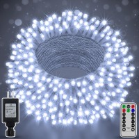 Shineshine 197Ft 600Led Christmas Lights Outdoor, Waterproof 8 Lighting Modes White Christmas Lights With Remote, String Lights For Indoor Outside Party New Year House