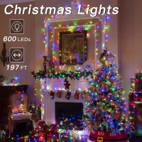 Shineshine Christmas Lights 197Ft 600Led Waterproof 8 Lighting Modes String Lights With Remote And Timer Xmas Lights For Indoo