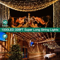 Shineshine 1000Led 328Ft Outdoor Christmas Lights 8 Modes Waterproof Christmas String Lights With Remote And Timer Warm White