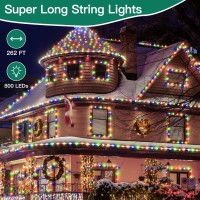 Shineshine 262Ft 800Led Outdoor Christmas Lights, Christmas Tree Lights With 8 Modes Remote & Timer, Christmas String Lights For Wedding Xmas Party Garden Decor (Multicolor)