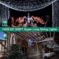 Christmas Lights 328Ft 1000Led 8 Lighting Modes White String Lights With Remote Christmas Lights For House Wedding Xmas Party