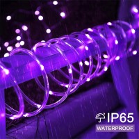 Jmexsuss 200 Led Purple Solar Halloween Lights 66 Ft Rope Lights Outdoor Waterproof Pvc Tube Purple Christmas String Lights Fo