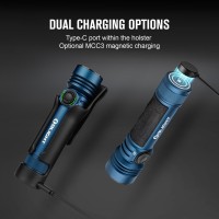 Olight Seeker 4 Pro Rechargeable Flashlights, High Lumens Powerful Bright Flashlight 4600 Lumens With Usb C Holster, Waterproof Flashlight For Emergencies, Camping, Searching(Midnight Blue Cool White)