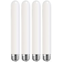 Leools 8.9Inch Long Led Light Bulb Matt Opal Porcelain Warm White 2700K Dimmable E26 Base 8W Led Tubular Bulb,Cri90,600Lm,60 Watt Equivalent,Outside Frosted Glass,For Cabinet Display Cabinet Etc,4Pcs