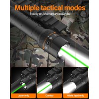 Toughsoul Mlok Green Laser Tactical Flashlight 1250 Lumens Rechargeable Flashlight With Remote Pressure Switch Led Light With R