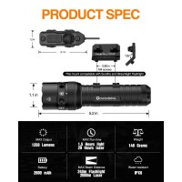 Toughsoul Mlok Green Laser Tactical Flashlight 1250 Lumens Rechargeable Flashlight With Remote Pressure Switch Led Light With R