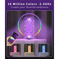 Peteme Smart Crystal Lamp Christmas Decoration Rose Diamond Table Lamps App Control 24Ghz Wifi Rgb 16 Million Colors Changi