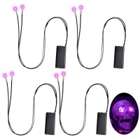 Meonum 4 Pack Halloween Led Glowing Light Up Eyes, 24'' Glowing Eyes Lights For Halloween Costume Cosplay, Masks, Skulls, Skeletons And Props, Battery Operated, Steady On/Flashing Optional (Purple)