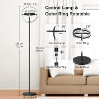 Fimei Modern Black Metal Saturn Ring Led Floor Lamp Stepless Dimming And Color Temperature Adjustment Rotatable Lamp Head Ind