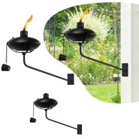 Zszmfh 6 Pcs Wall Mounted Citronella Torches, 23.5 Oz Garden Torches For Outside, Refillable Flame Light Torch, Outdoor Metal Torch For Yard, Patio, Deck, Garden, Party, Landscape