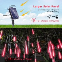 Blingstar Halloween Lights Solar Christmas Lights Waterproof Falling Rain Lights 16Inch 10Tubes 360Led Meteor Shower Lights Outdoor Halloween Christmas Decoration For Tree Patio Party Holiday, Red