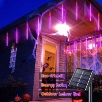 Jmexsuss Orange And Purple Solar Halloween Lights Outdoor 8 Tube 144 Leds Solar Meteor Shower Rain Lights For Halloween Tree Ya