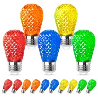 Spacelumen 15 Pack S14 Colored Led Bulbs, Multicolor Outdoor E26 String Light Bulbs Replacement (Red, Orange, Blue, Green, Yellow) Shatterproof Edison Light Bulbs For Outdoor Indoor Space Decorative