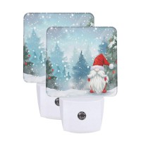 Christmas Gnome Winter Holiday Led Plugin Night Lamp 2 Piece Set Auto Sensor Nightlights Set Of 2 For Bedroom Bathroom