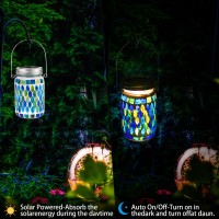 Ancokig Mosaic Solar Lights Outdoor Hanging Lanterns, Rechargeable Mosaic Solar Lanterns, Outdoor Waterproof Solar Night Lights Table Lamps For Decorations (Casual)