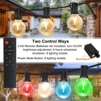 Houhui Outdoor String Lights, 50Ft Warm White & Rgb Multi-Color G40 String Lights With Remote & 25+2 Shatterproof Bulbs,Ip65 Waterproof Dimmable Rgbw Led Patio Lights For Garden Backyard Balcony Party