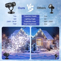 Christmas Snowflake Projector Lights Outdoor, Double Head Snowfall Led Lights Waterproof, Landscape Decorative Lighting Projection Lamp For Xmas Holiday Wedding Indoor Garden Patio Party Decoration