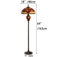 Bieye L10867 Baroque Tiffany Style Stained Glass Double Lit Floor Lamp For Home Decor 64-Inch Tall (18-Inch Wide, Red)