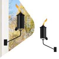 Zszmfh 2 Pcs Wall Mounted Citronella Torches, 16 Oz Garden Torches For Outside, Refillable Flame Light Torch, Outdoor Metal Torch For Yard, Patio, Deck, Garden, Party, Landscape