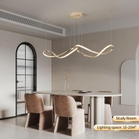 Tinglang Modern Pendant Light 2 Ring, 36W Dimmable Led Chandelier With Remote Control, Height Adjustable Hanging Lamp Fixture For Dining Room Kitchen Living Room, L93Cm (A - Gold)