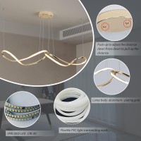 Tinglang Modern Pendant Light 2 Ring, 36W Dimmable Led Chandelier With Remote Control, Height Adjustable Hanging Lamp Fixture For Dining Room Kitchen Living Room, L93Cm (A - Gold)