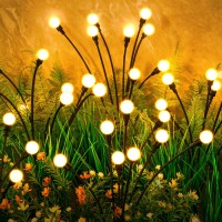 Asmad Solar Garden Lights, 6 Pack 48 Leds Solar Outdoor Lights, Christmas Decorations Lights, Solar Christmas Lights, Firefly Lights For Patio Pathway Outdoor Decor, Big Bulb Solar Swaying Light