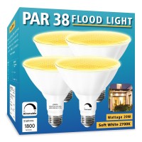 Loxyee Par38 Led Outdoor Flood Light Bulbs 4 Pack,Dimmable 20W(200W Equivalent) E26 Base Flood Light Bulbs,2700K Soft White 1800 Lumens Led Flood Light For Outdoor Garden,Garage,Yards