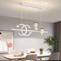 Stomee Dining Room Lamp Led Dining Table Lamp Modern Led Pendant Light Dimmable With Remote Control Hanging Light Dining Room Chandelier For Living Room Bedroom Kitchen Office (White, 39.3In)