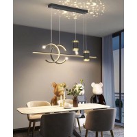 Stomee Dining Room Lamp Led Dining Table Lamp Modern Led Pendant Light Dimmable With Remote Control Hanging Light Dining Room Chandelier For Living Room Bedroom Kitchen Office (Black, 39.3In)