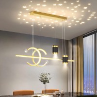 Stomee Dining Room Lamp Led Dining Table Lamp Modern Led Pendant Light Dimmable With Remote Control Hanging Light Dining Room Chandelier For Living Room Bedroom Kitchen Office (Gold, 39.3In)