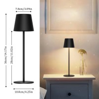 Howskys 2 Pack Led Cordless Table Lamp,5200Mah Battery Powered Table Lamp,3W Touch Rechargeable Battery Table Lamp 3 Color Temperatures,Ip54 Indoor/Outdoor Table Lamp (Black)