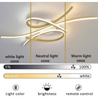 Led Ceiling Light Dimmable Ceiling Lamp Modern Living Room Lamp Bedroom Lamp Ceiling With Remote Control Interior Design Ceiling Lighting For Living Room Kitchen Study Office (Gold, 39.3In)